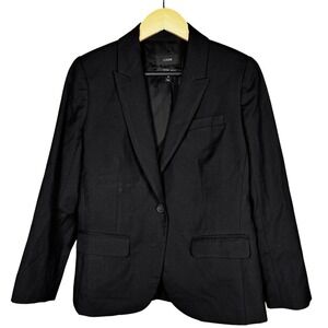 J.Crew Super 120s Black Wool Blazer Suit Jacket Women's 8T Lined Office Career
